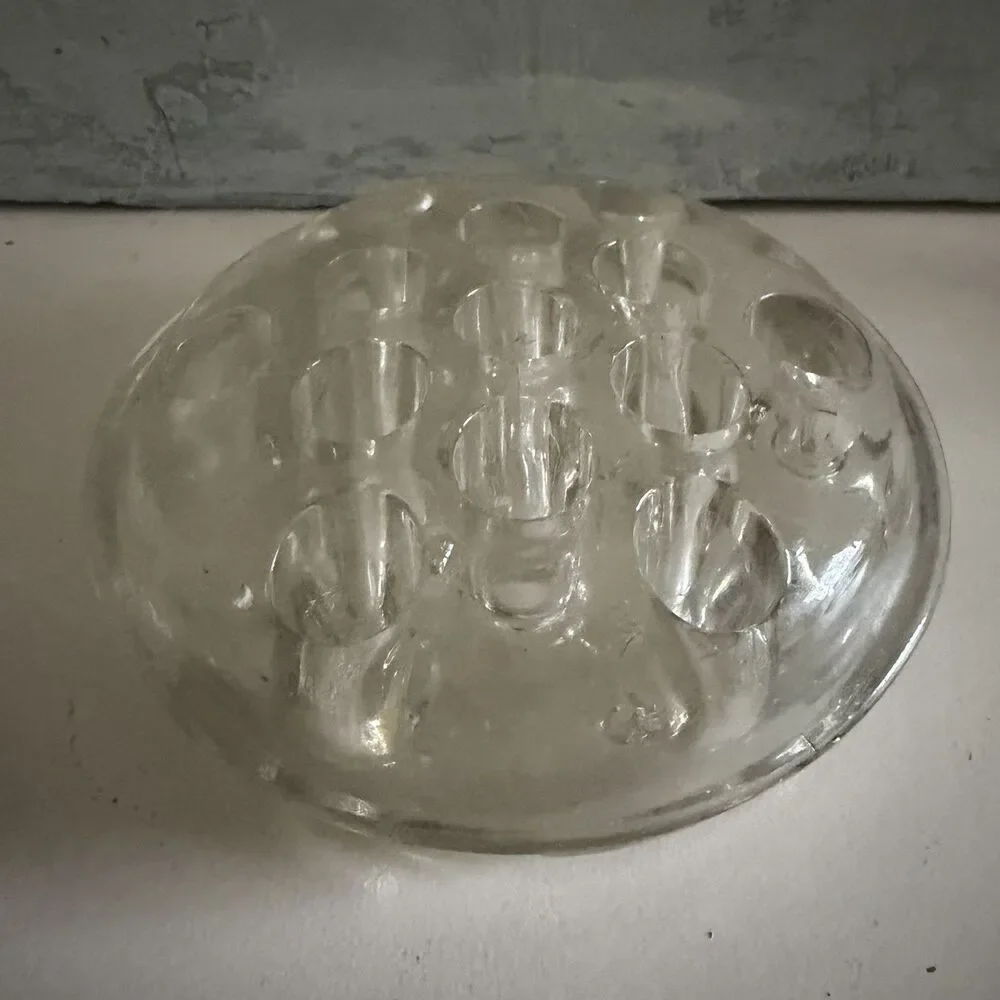 Clear Glass Flower Frog 13 Hole Vintage Bouquet Display Floral Arrangements 5”